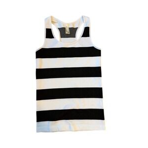 Striped Tank Top Racerback Black‎ White Casual Workout Y2K